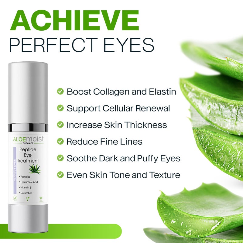 AloeMoist Peptide Eye Cream Anti Aging, Hydrating Under Eye Cream For Women & Men Dry, Sensitive or Mature Skin Repair, Daily Day & Night Treatment for Fine Lines, Wrinkles, Dark Circles, Bags, Puffiness 0.5 Oz - Image 3